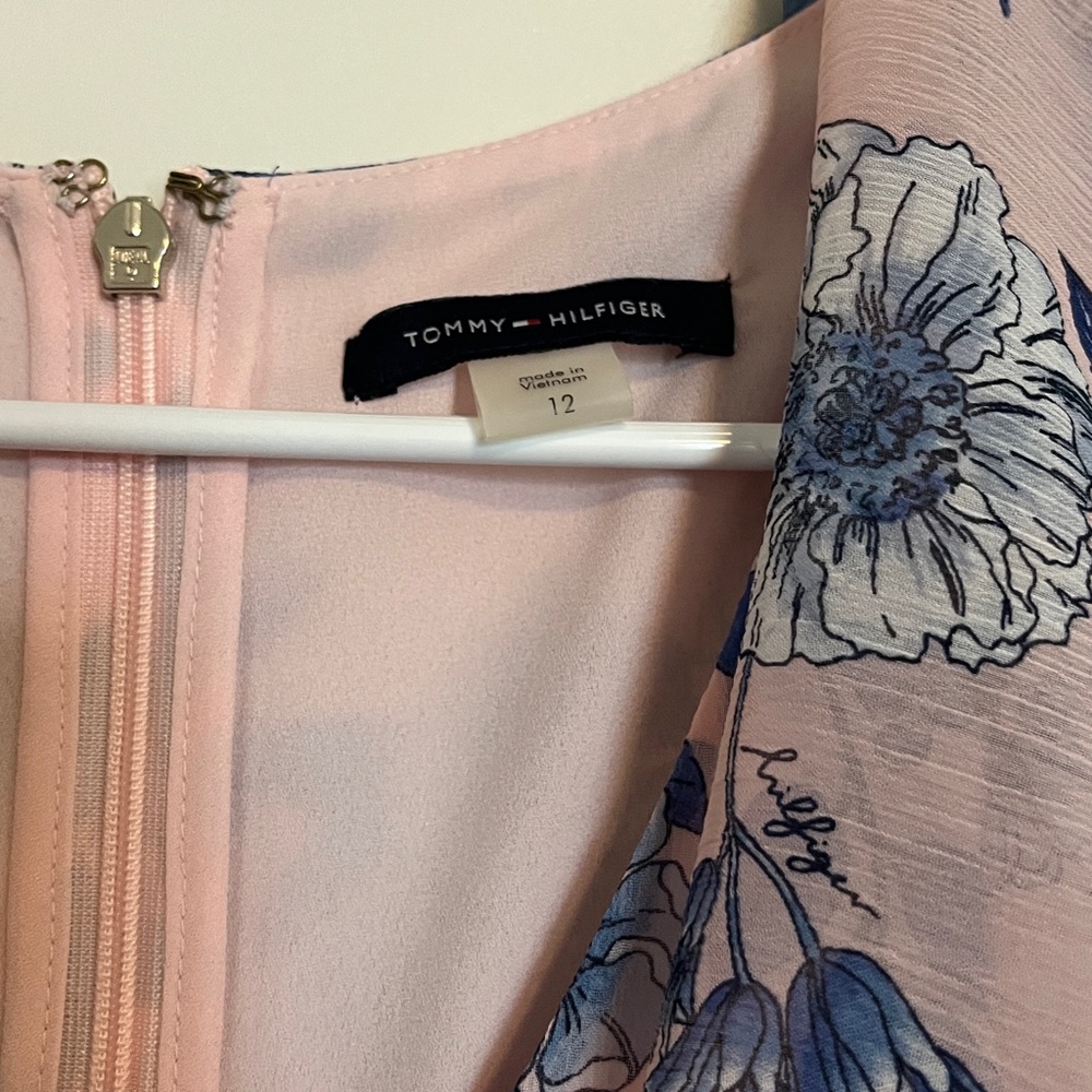 Tommy Hilfiger Pink & Blue Floral Ruffle Midi Dress - Picture 2 of 5